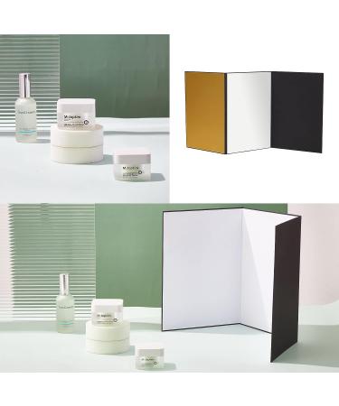 BEIYANG 4 in 1 Cardboard Light Reflector Set - 12x8 in White Black Silver Gold Matte Foil Absorb Thick Reflective Cardboard - Buy Online on SooperMarket.com