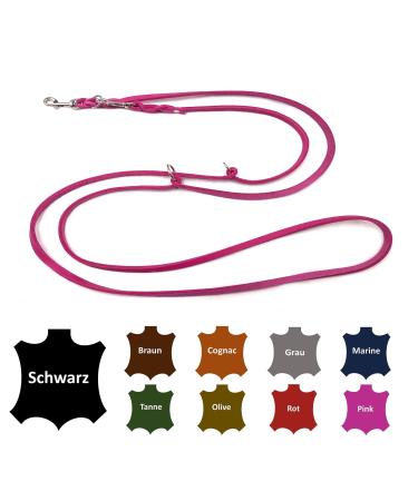 Dog leash fat leather small dogs/large dogs 2m / 2.40m / 2.80m / 3.50m / 5m double leash adjustable (2m X 8mm Pink) 2m X 8mm Pink