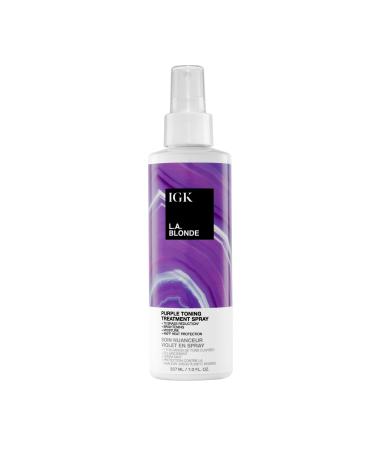 IGK LA BLONDE Purple Toning Treatment Spray | Brighten + Neutralize Brass + Heat Protectant | Vegan + Cruelty Free | 7 Oz