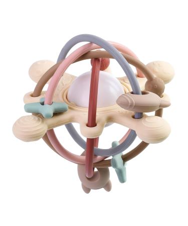 Eoopoon Baby Teether Toy for Babies 3 Months+  Silicone Baby Teething Toys  Rattle Sensory Teether Toy for Sore Gums  Baby Chew Toys for Sucking Needs  BPA Free  Navajo White