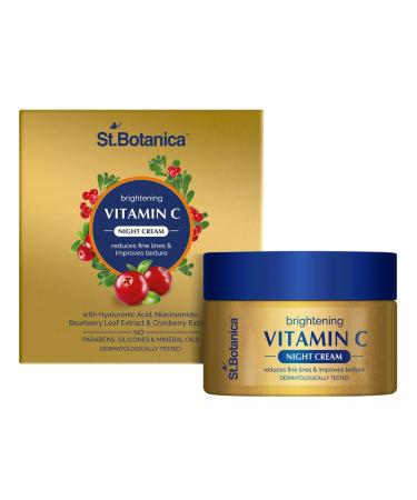 StBotanica Vitamin C E & Hyaluronic Acid Night Cream - Brightening & Hydrating with Argan Oil | 50g - Shop Internationally - Buy Online on SooperMarket.com