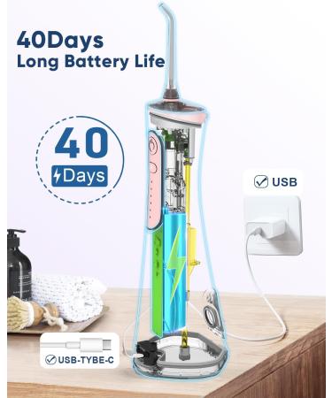 MySmile Water Dental Flosser - Cordless Oral Irrigator with 5 Cleaning Modes | IPX7 Waterproof, USB Rechargeable | 4 Replaceable Jet Tips | Teeth Cleaning Tool with PU Bag [Pink] - Buy Online on SooperMarket.com
