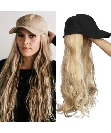 Tess Extensions such as real hair ombre light brown/blond hair parts with black baseball cap long corrugated synthetic hair for women complete hair extension cheap 16 "(40cm) -290g 40.64 cm (1 Pack) light brown/blonde