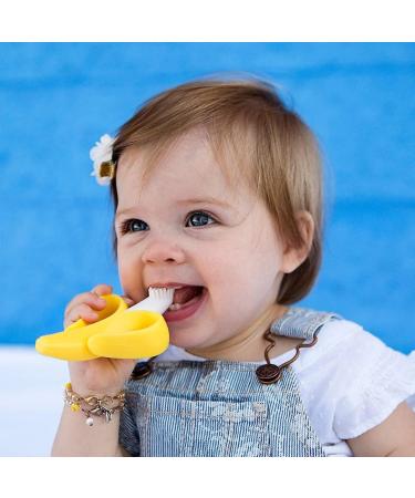Baby Banana Yellow Banana Infant Toothbrush - Easy to Hold Train Infants Babies and Toddlers for Oral Hygiene - Teether Effect for Sore Gums - Buy Online on SooperMarket.com