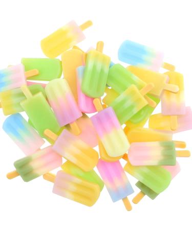 40 PCS 3D Ice-Lolly Flatback Resin Charm Assorted No Hole Beads for DIY Scrapbooking Embellishment Phone Case Decor Hair Clip Craft Jewelry Making Supplies ice lolly