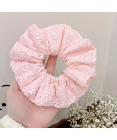 Eye Catching Lace Scrunchies for Women Large Elastic Hair Scrunchy Ponytail Holder Perfect for Everyday Use Pink - Buy Online on SooperMarket.com