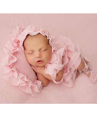 Yuehuam Newborn Photography Prop Girl Outfits Set - Baby Lace Romper, Hat, Pillow, Shoes & Skirt Clothes in Pink for Infant Photoshoot - Buy Online on SooperMarket.com