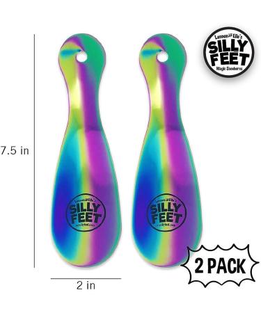 Rainbow Stainless Steel Shoe Horn Set - Two 7.5 Short Shoehorns for Kids or Adults | Travel Size Metal Shoe Helper for Sneakers, Boots, Seniors - Men and Women - Buy Online on SooperMarket.com