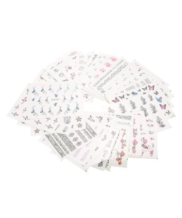 50 Pieces Of Flower Butterfly Cartoon Nail Art Stickers Small Flower Transfer Nail Decals Design Nail Care Accessories Nail Sticker Set(XF)