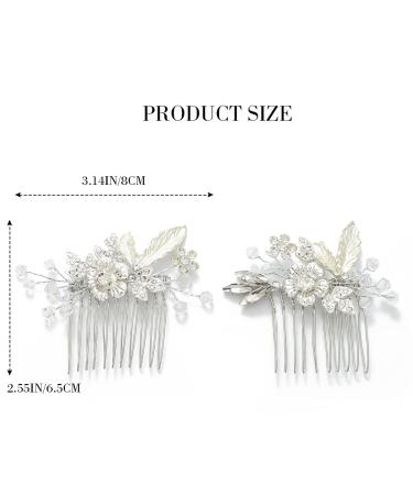 Edary Bridal Crystal Wedding Hair Comb - Flower & Leaf Hair Accessories for Women & Girls (2 Pack) - Buy Online on SooperMarket.com