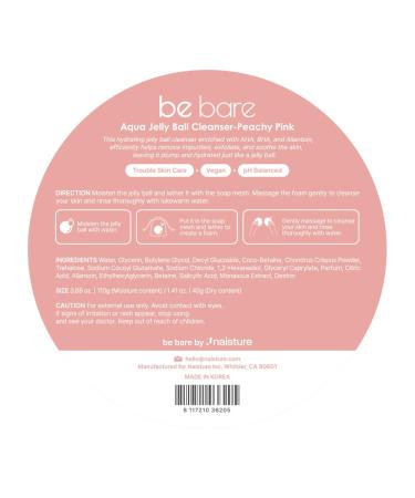 Be Bare Aqua Jelly Ball Cleanser - Daily Korean Face Wash for Dry Skin with AHA BHA & Allantoin - Hydrating Exfoliant - Peachy Pink (1.41oz - Buy Online on SooperMarket.com