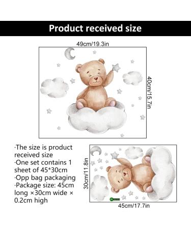 Cute Bears and Moon Wall Stickers for Kids Bedroom Decor | Nursery Window Decals - Set of Bears, Clouds, Moon and Stars - Buy Online on SooperMarket.com
