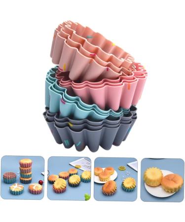 12 Pcs Silicone Muffin Cup Silicone Molds Reusable Cupcake Liners Reusable Baking Molds Delicate 7.5X6.3CM Assorted Color - Buy Online on SooperMarket.com