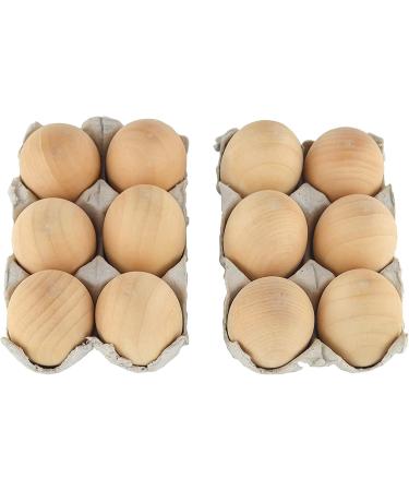 Samyo Unpainted Wooden Eggs for Easter Spring Crafts and Displays 2-1/2 Inches x 1-3/4 Inches (Pack of 12)