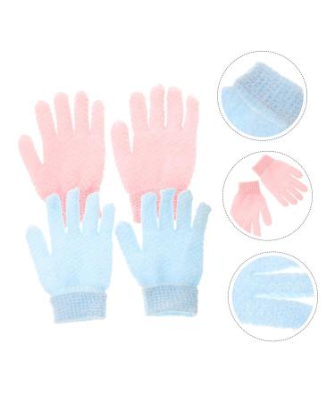 Housoutil Exfoliating Scrub Gloves Set - 2 Pairs Body & Face Scrubbing Mitts for Dead Skin Removal - Loofah Shower Wash Gloves - Thicken Polyester for Ultimate Cleanliness - Buy Online on SooperMarket.com