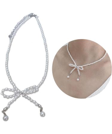Oralgo's Bohemian Pearl Necklace | Loop Trailer & Collarbone Chain | Crystal Pearls Jewelry for Women & Girls - Black - Buy Online on SooperMarket.com