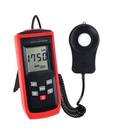 Digital Light Meter Illuminance Lux Meter with Record Function, 0200,000 Measurement Range Flexible Sensor Light Tester for Photography, Plants, Indoor, Outdoor