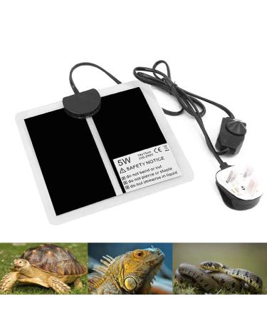 Reptile Heating Mat with Temperature Adjustment PeSandy 5W Non-Adhesive Heat Pad for Reptiles Tortoise Snakes Lizard Gecko Hermit Crab Turtle Amphibians - Removable Under Tank Heat Pad (5.9x5.5 inch) 1PCS 5w