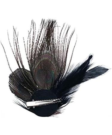 Feather Peacock Hair Clip Natural Feather Fascinator Barrette with Sparking Rhinestone Peacock Feather Hairpin Hair Accessories - Buy Online on SooperMarket.com