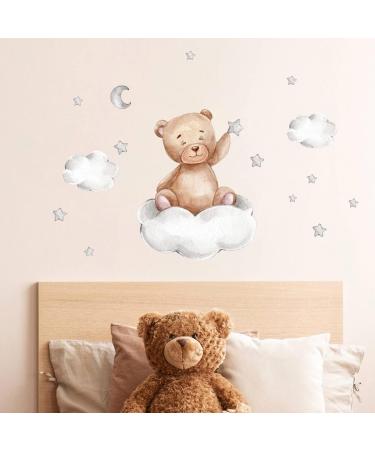 Cute Bears and Moon Wall Stickers for Kids Bedroom Decor | Nursery Window Decals - Set of Bears, Clouds, Moon and Stars - Buy Online on SooperMarket.com