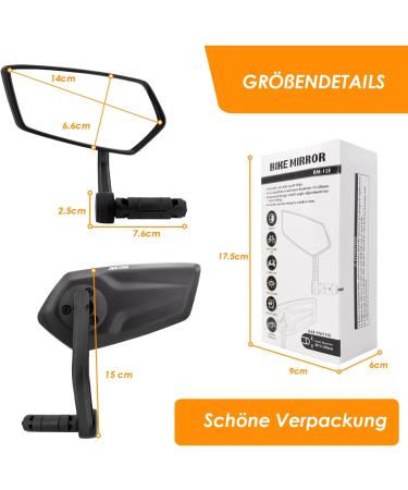 Arkham Bike Mirror - HD Real Glass Extra Large Left Handlebar (15-20mm) for E-Bikes - Premium Square Bicycle Back Mirror - Buy Online on SooperMarket.com