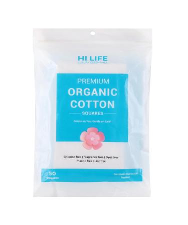 Hi Life Premium Organic Square Cotton Makeup Remover Pads - 200 Pack of 4 for Gentle Face Cleaning | Eco-Friendly Reusable Wipes for All Skin Types - Buy Online on SooperMarket.com