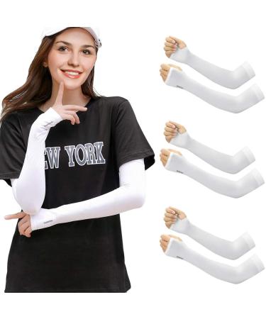 Emageren 3 pairs arms sun protection armstulps summer white sport uv arm sleeve cooler cover arm protection sun men women sleeves protection golfing cycling cycling cycling