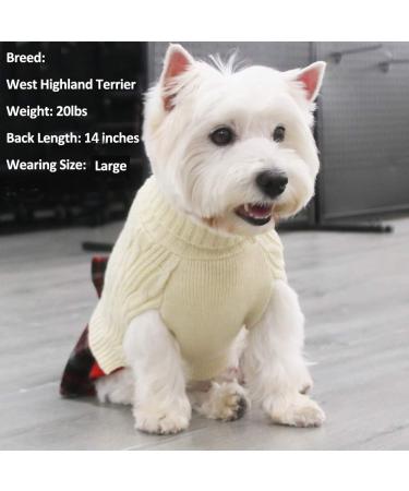 KYEESE Dog Sweater Dress with Leash Hole - Buffalo Check Red Small Turtleneck Pullover for Beige Small Dogs - Buy Online on SooperMarket.com