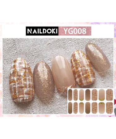 NAILDOKI Nail Stickers 8 Sheets x 14 Pieces - Self-Adhesive Gel Nail Wraps for Women & Girls | Nail Polish Strips & Art Decals C3-20 - Buy Online on SooperMarket.com