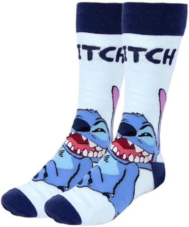 Set of Stitch Socks Blue White and Grey 3 Pairs Size 40 to 46 Long Socks in Cotton Polyamide and Elastane Original Product Designed in Spain Multicolored 40-46 - Buy Online on SooperMarket.com