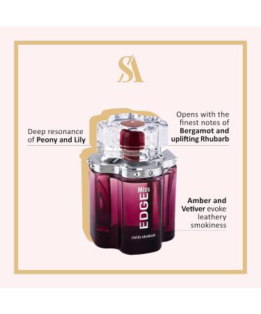 Swiss Arabian Miss EDGE - Luxury Products From Dubai - Long Lasting Addictive Personal EDP Spray Fragrance - Seductive Signature Aroma - 3.4 Oz - Buy Online on SooperMarket.com