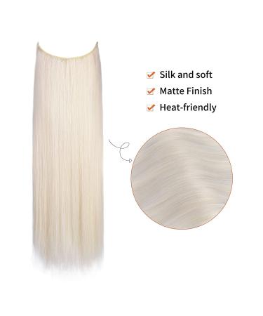 REECHO 24 Inch Invisible Wire Hair Extensions - Adjustable Transparent Headband, Removable Clips, White Blonde - Buy Online on SooperMarket.com