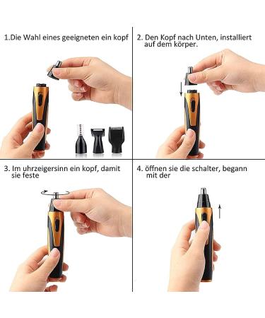 4-in-1 USB Rechargeable Nose Hair Trimmer | Waterproof Cordless Ear & Nose Trimmer for Men & Women - Easy Cleansing Tool - Buy Online on SooperMarket.com