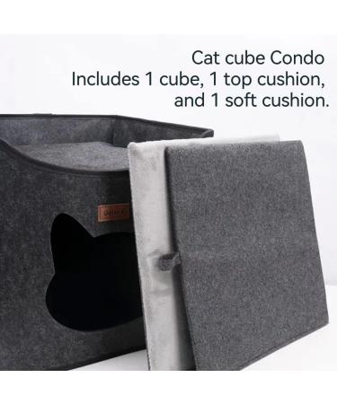 Geizire Cat House - Large Foldable Cat Cave for Indoor Cats - 2022 New Design - Cute Opening Shape - Medium Dark Grey - Buy Online on SooperMarket.com