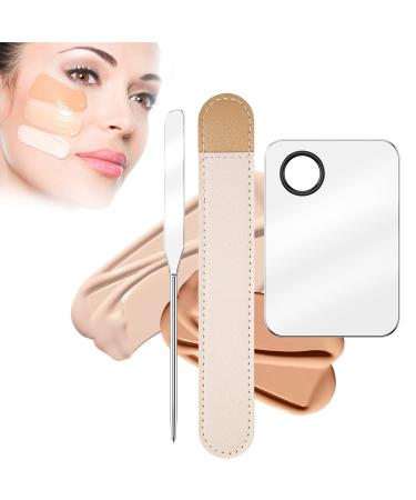 Professional make-up spatula with leather case & make-up pallets kxamelie stainless steel foundation spatula robust cosmetic spatula made of metal beauty make-up set B