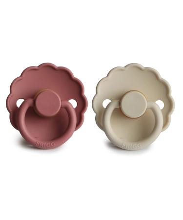 FRIGG Daisy Natural Rubber Baby Pacifier 2-Pack (Powder Blush/Cream) | Made in Denmark | BPA-Free | 0-6 Months - Buy Online on SooperMarket.com