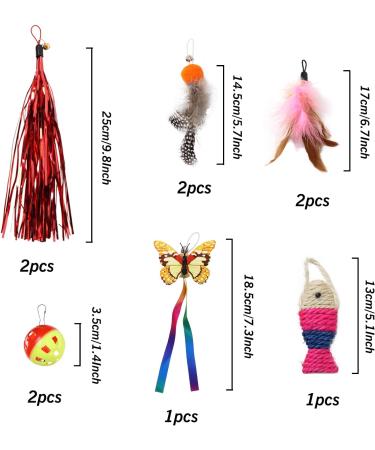 QUOZUO 2 Packs interactive cat toys with Super Suction Cup 14 pcs Replacements Feathers Balls Mice 2 Packs Wand Hanging Door flying cat toys for indoor cats Cat Spring Toy Kitten Toys - Buy Online on SooperMarket.com