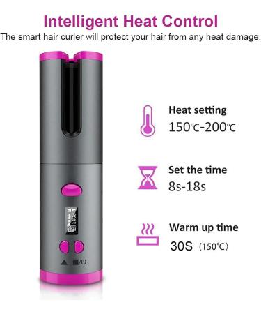 GeRRiT Cordless Automatic Hair Curler Set - Ceramic Wireless Curling Iron Wand Rechargeable & Portable Auto Shut-Off - Perfect for International Shipping - Buy Online on SooperMarket.com