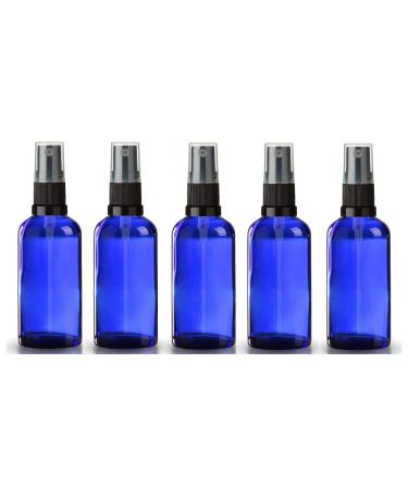 5 x blue glass bottle 30ml royal blue / spray bottle including pump caterpillar / spray head black DIN 18 with transparent protective cap *** pharmacy quality manufactured according to the European medicine book ***