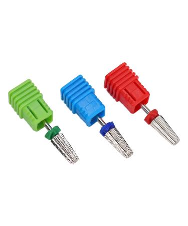 3PC Safety Nail Drill Set - Professional Polishing Tools for Acrylic & Gel Nails | Medium-Fine Coarse Bits (Silver) - Ideal for Nail Art & Care - Buy Online on SooperMarket.com