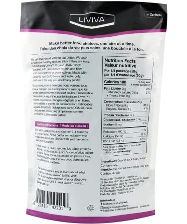LIVIVA Organic Gluten Free Black Bean Fettuccine Noodle Pasta (2 Pk) 88 g Protein Bag - Certified Plant-Based Non-GMO Kosher Halal Vegan Keto Nutritious Pasta Plant-Based Protein Ready-to-Eat in minutes - Buy Online on SooperMarket.com