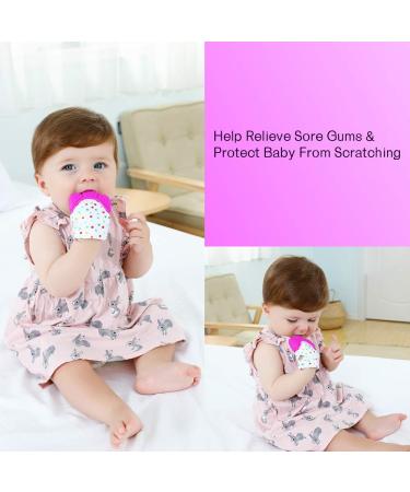 Teething Mittens and Baby Teething Toys Bundle - 5 Pack Set for Babies - BPA-Free, Organic, Freezer Safe - Pink + Purple - Buy Online on SooperMarket.com