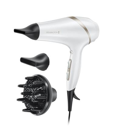 Remington Hydraluxe Hair Dryer with Moisture Lock Conditioners - Includes Diffusor and Slim Styling Wide Drying Concentrators - AC8901 White Single