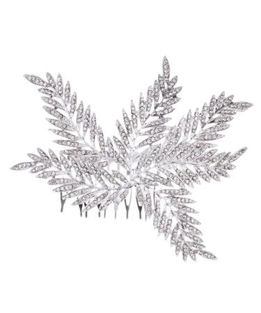 Mikinona Bridal Comb Insert Comb Flowers Decoration Silver Clips for Hair Wedding Ceremony Decorations Rhinestone Barrettes for Women Hair Bling Temperament Accessories Alloy Miss