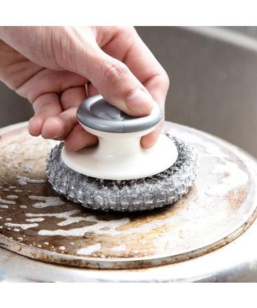 GIISH Stainless Steel Scrubber Heavy Duty Pot Scrubbers Dish Scrubber with Handle Cleaning Brush Wash for Dish - Buy Online on SooperMarket.com
