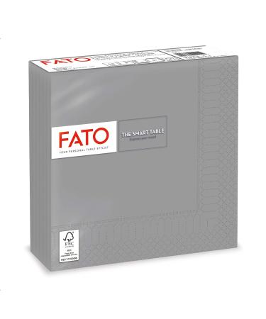 Fato disposable paper napkind ideal for informal lunch and buffets pack with 50 napkins format 33x33 folded in 4 2-layer gray 100% pure cellulose paper FSC certified