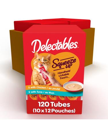 Hartz Delectables Squeeze Up Interactive Lickable Wet Cat Treats Chicken & Tuna 120 Count Chicken & Tuna 1 g (Pack of 120)