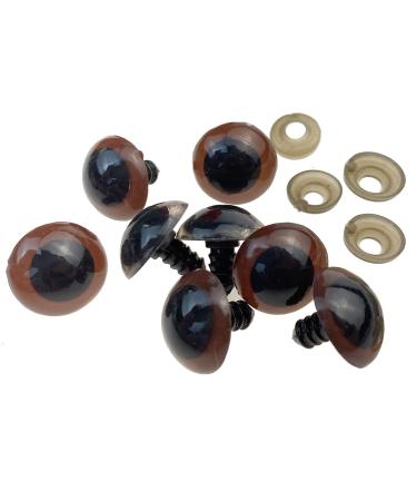 100PCS Brown Plastic Safety Screw Eyes Craft Eyes with Washer for DIY Toy Teady Bear Puppet Doll Making Accessories Supply (Diameter 24mm)