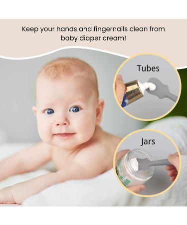 2 Pack Silicone Baby Diaper Cream Brush & Spatula Set - Gray & White | Butt Paste Applicator for Newborns - Buy Online on SooperMarket.com