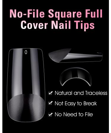 CHUCHU Soft Soak off Gel Tips 552Pcs Medium Square Clear Nail Tips for Acrylic Nails - 12 Sizes - Buy Online on SooperMarket.com